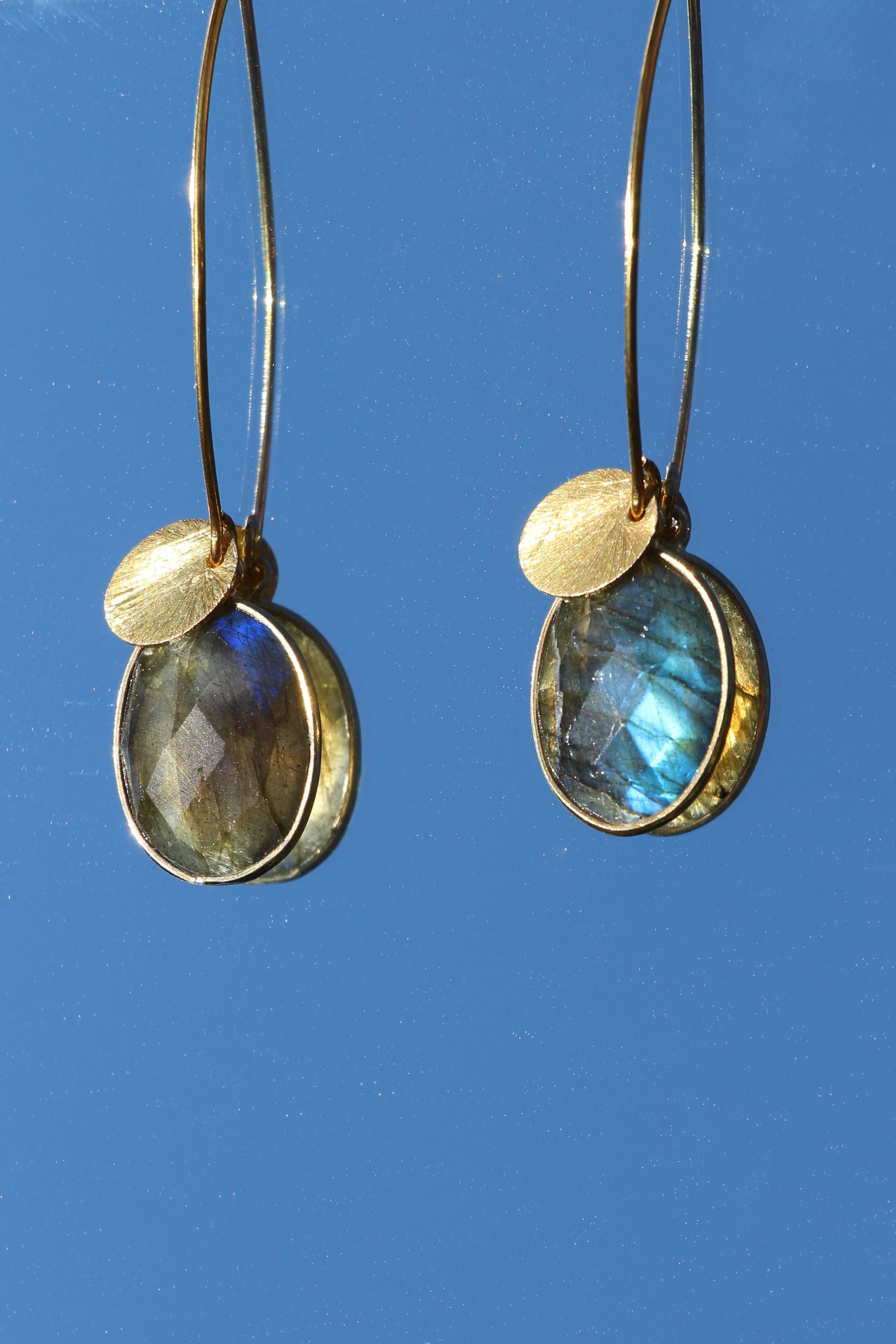 Boucles d'oreilles wishbone labradorite