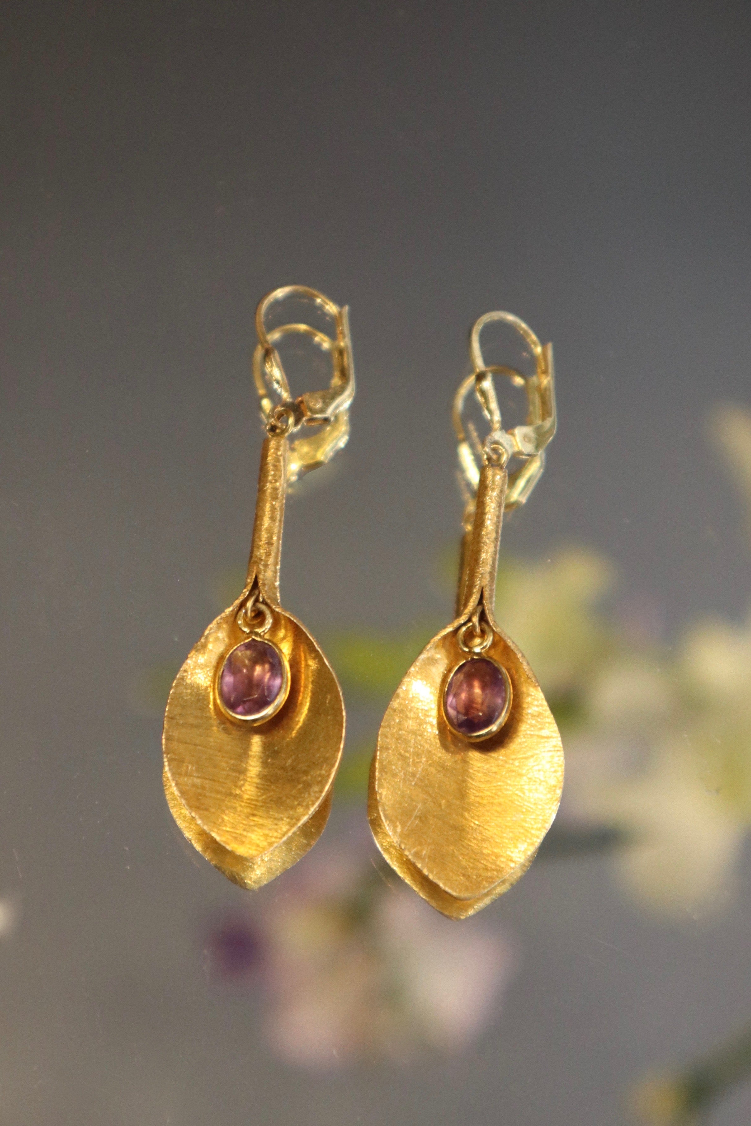 Boucles d’oreilles végétal en vermeil