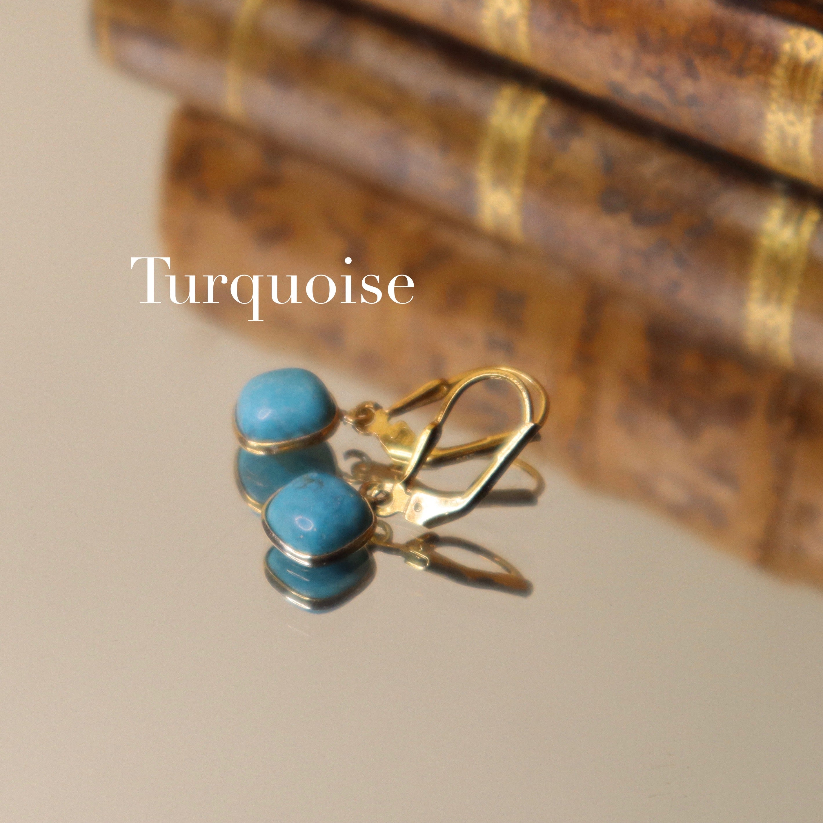 boucles d'oreilles petites pierres turquoise 