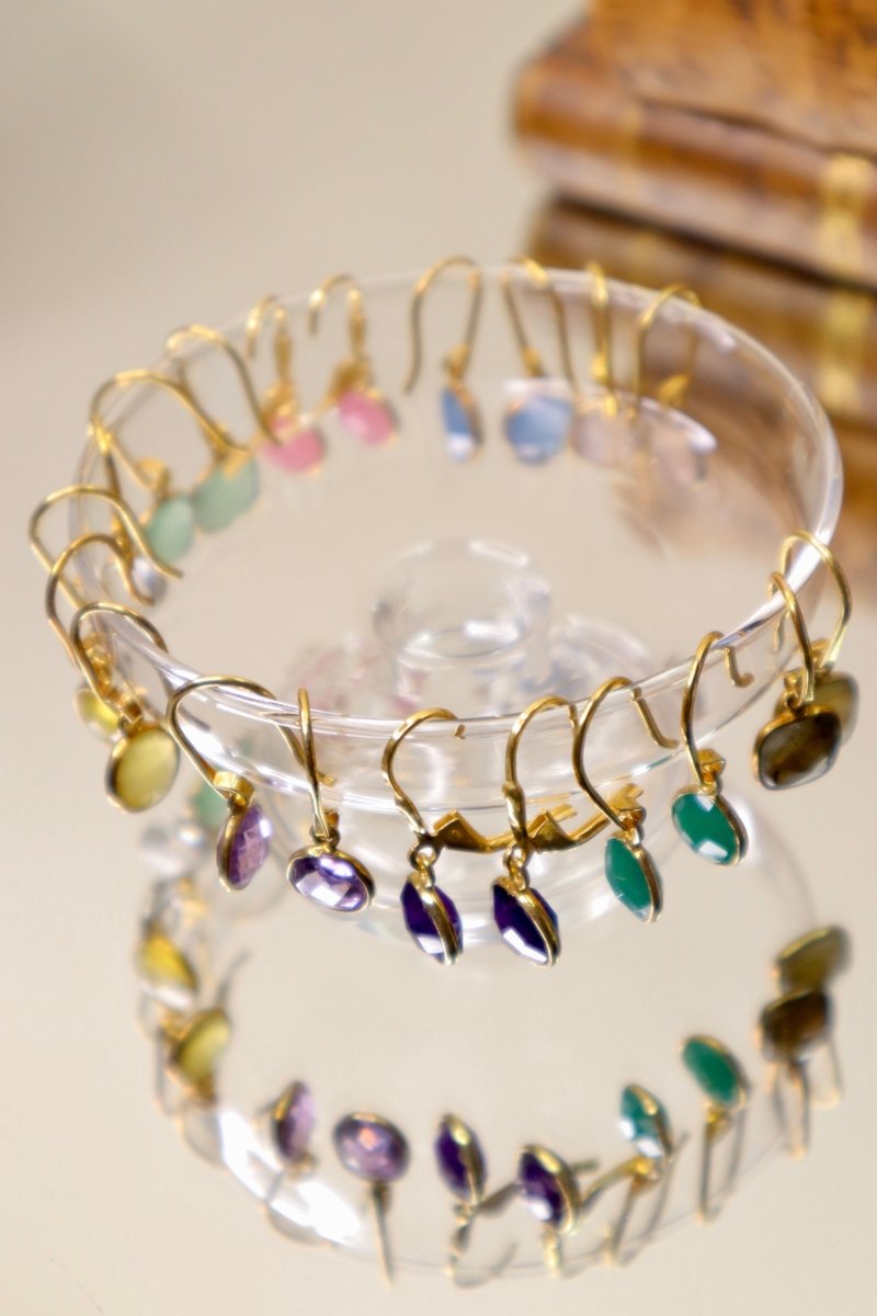 Boucles d'oreilles petites pierres - Mathilde ma muse : bijoux de créateur