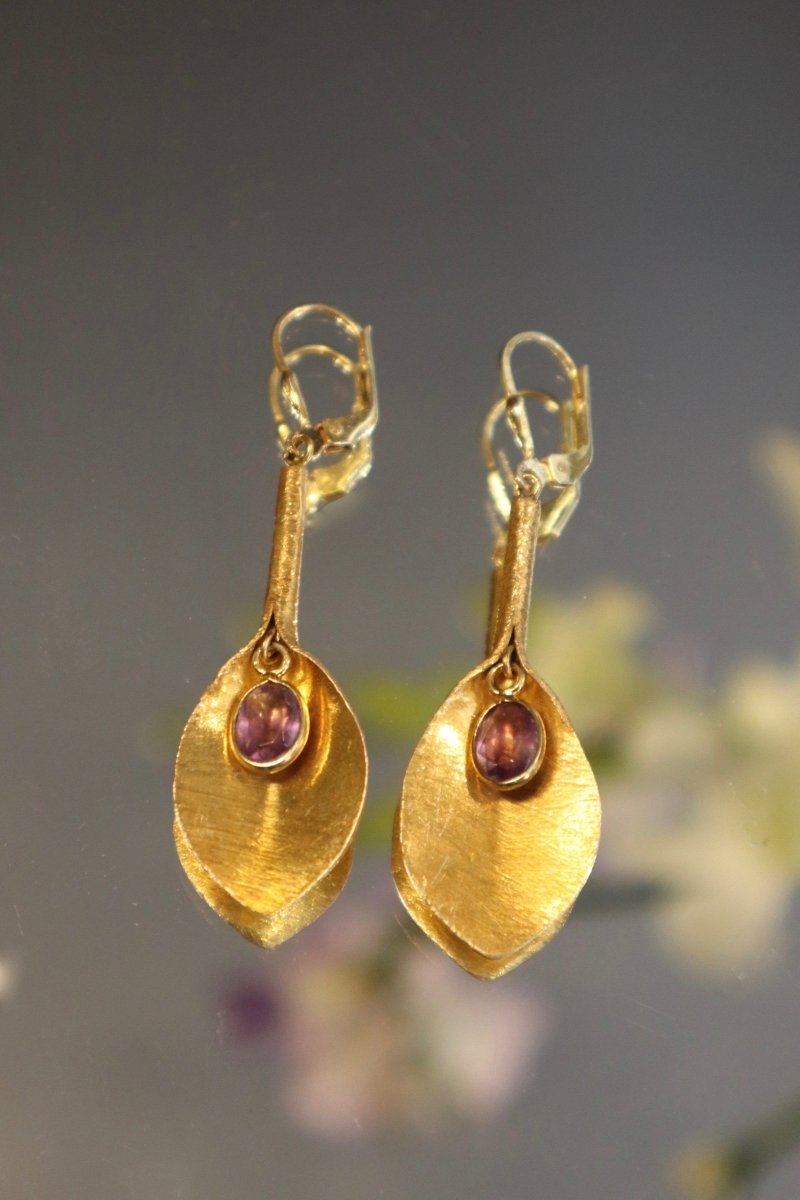 Boucles d’oreilles végétal en vermeil - Mathilde ma muse : bijoux de créateur
